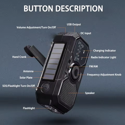 Radio de Emergencia con manivela Solar