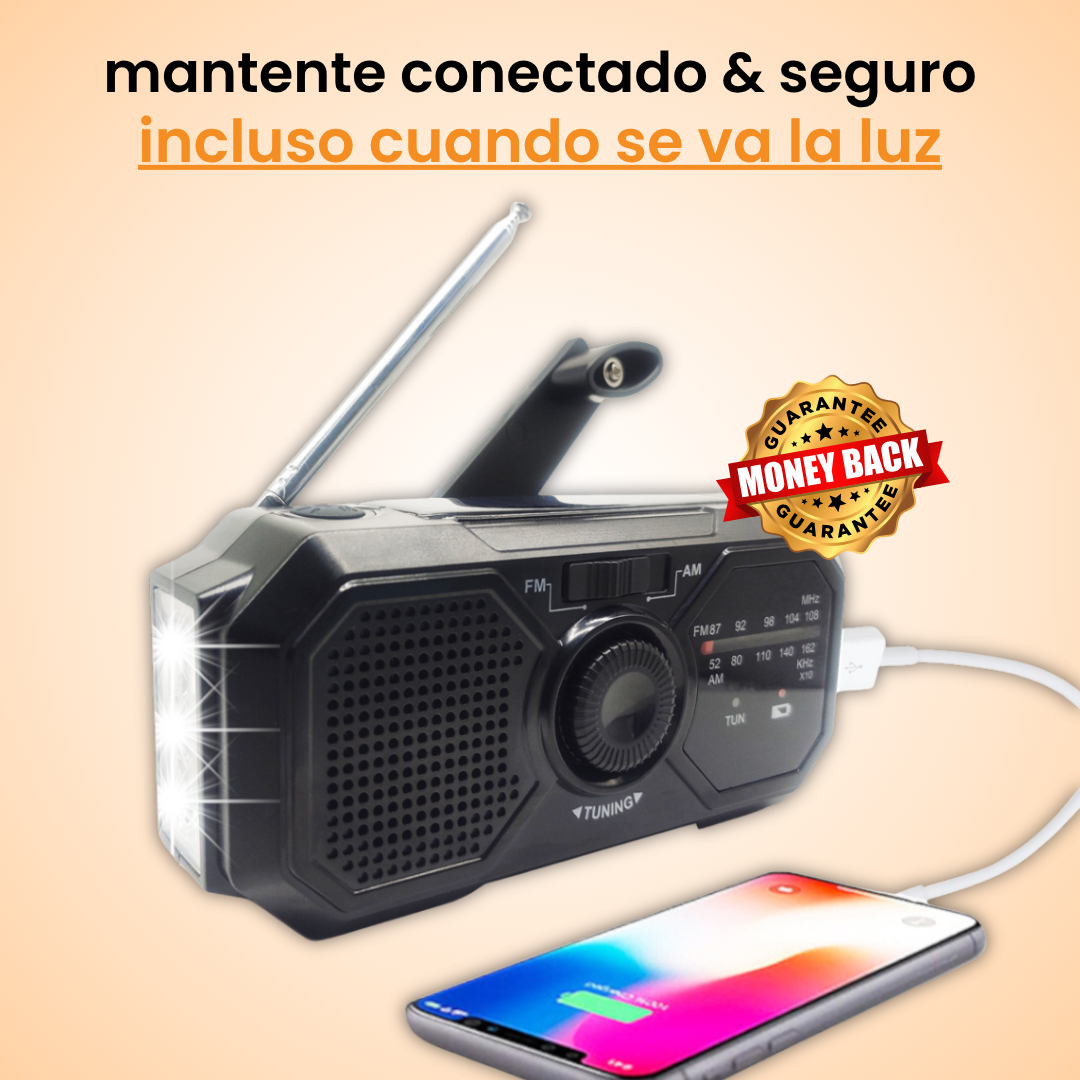 Radio de Emergencia con manivela Solar